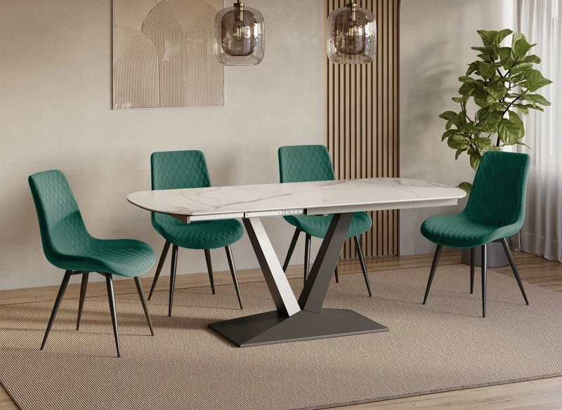 Lot de 2 chaises design en velours vert YOLA