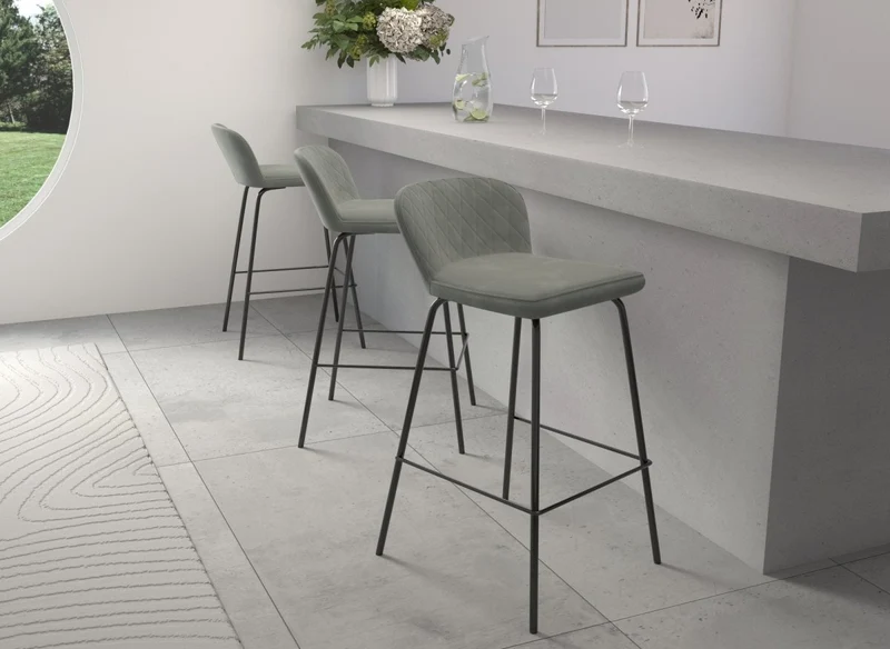 Lot de 2 tabourets de bar design en velours gris BOSCO