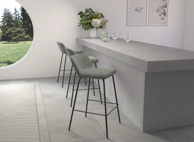 Lot de 2 tabourets de bar design en velours gris BOSCO