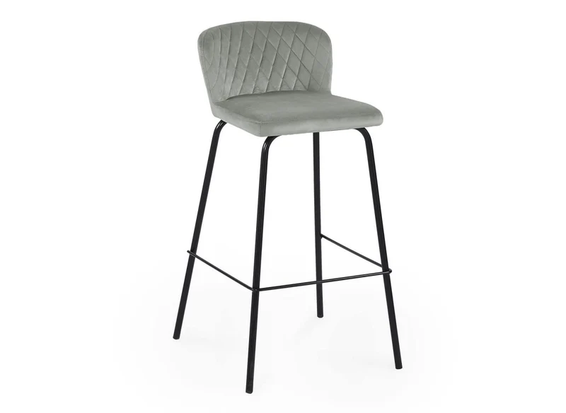 Lot de 2 tabourets de bar design en velours gris BOSCO