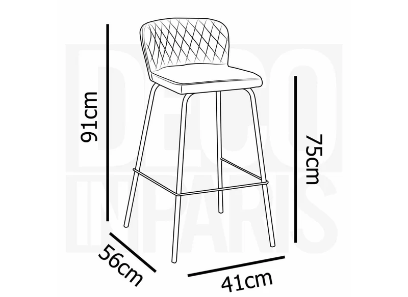 Lot de 2 tabourets de bar design en velours gris BOSCO