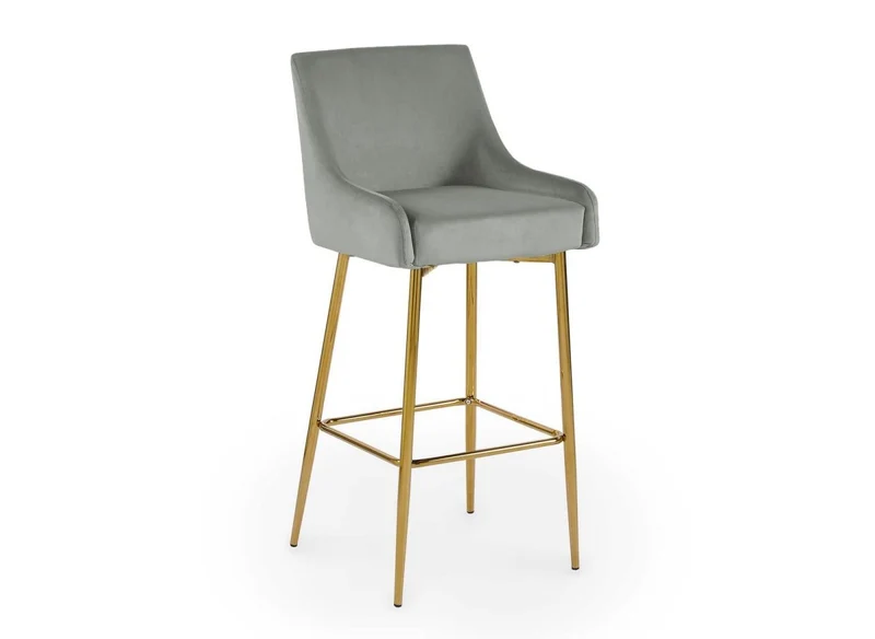 Lot de 2 tabourets de bar design en velours gris LALYA