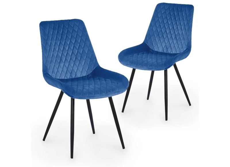 Lot de 2 chaises design en velours bleu YOLA