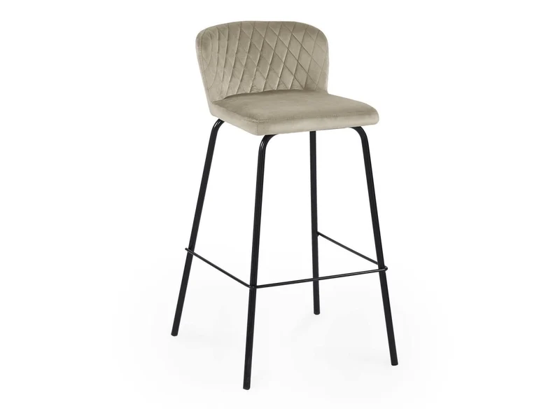 Lot de 2 tabourets de bar design en velours beige BOSCO
