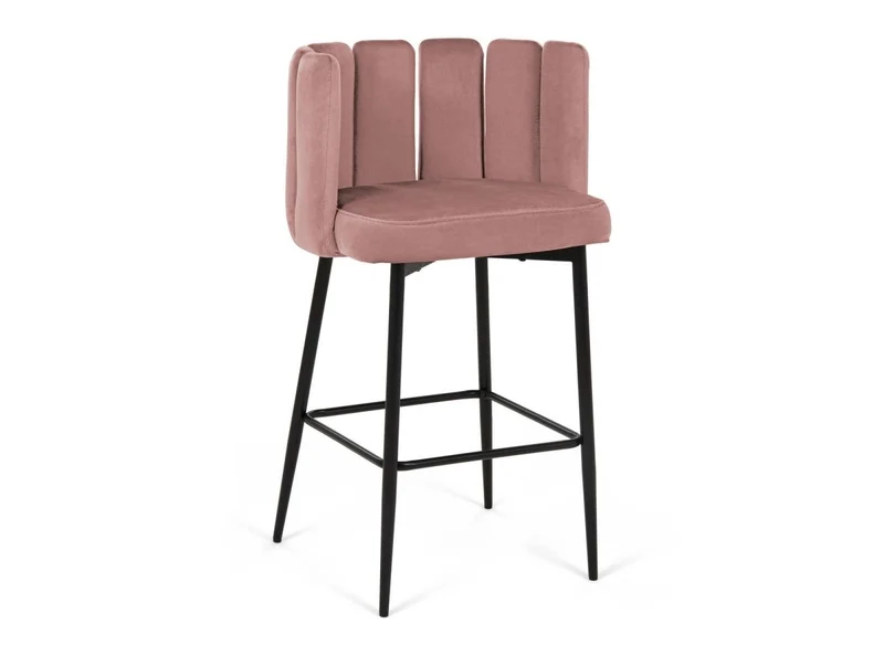 Lot de 2 tabourets de bar design en velours rose DEBBY