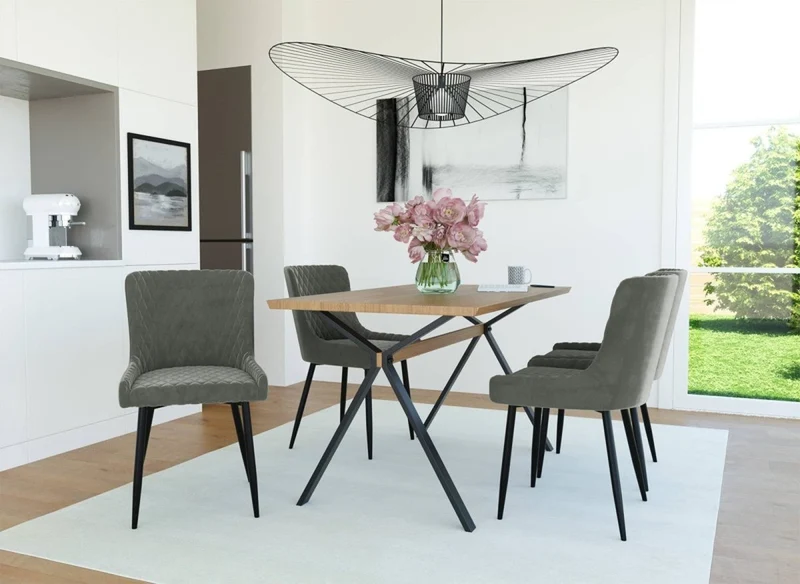 Lot de 2 chaises design en velours gris JENNY