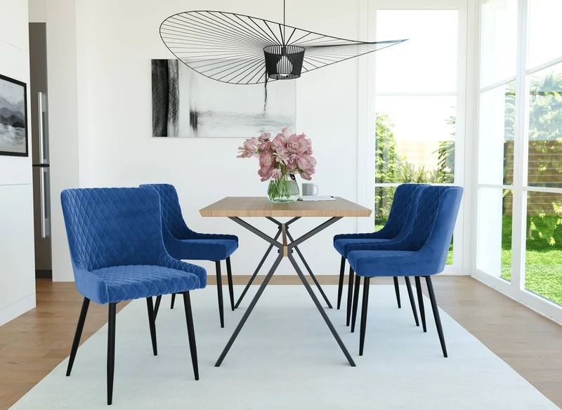 Lot de 2 chaises design en velours bleu JENNY