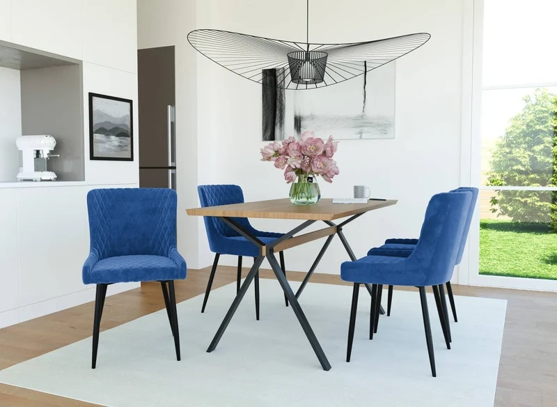 Lot de 2 chaises design en velours bleu JENNY