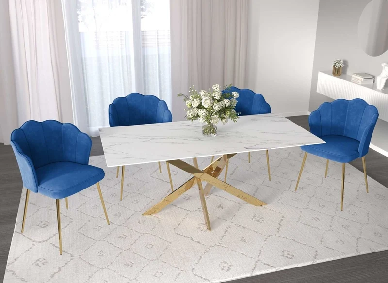 Lot de 2 chaises design en velours bleu GARANCE