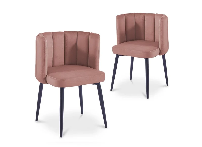 Lot de 2 chaises design en velours rose DEBBY