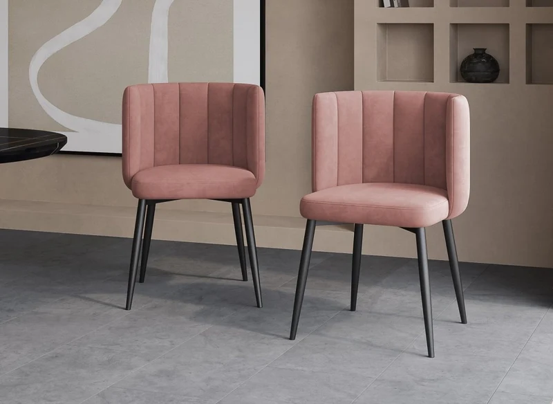 Lot de 2 chaises design en velours rose DEBBY