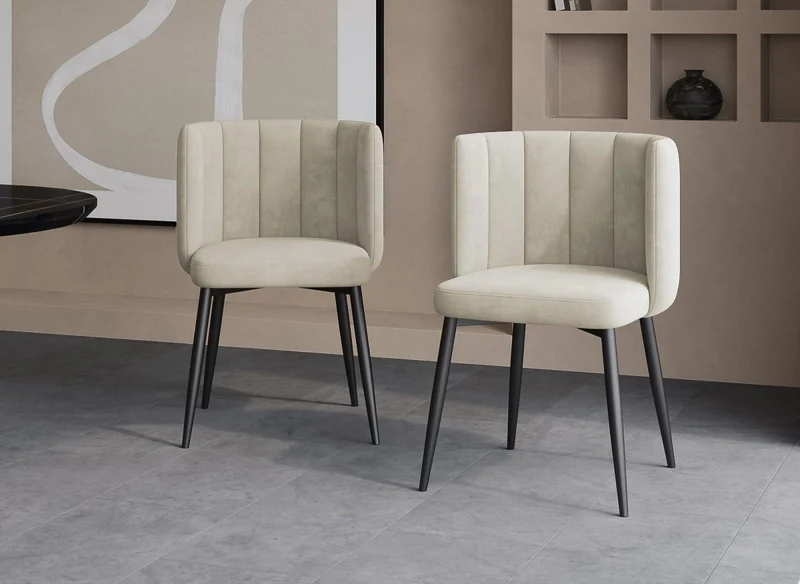 Lot de 2 chaises design en velours beige DEBBY