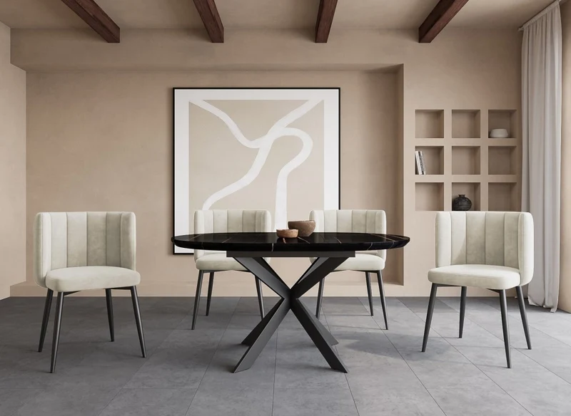 Lot de 2 chaises design en velours beige DEBBY