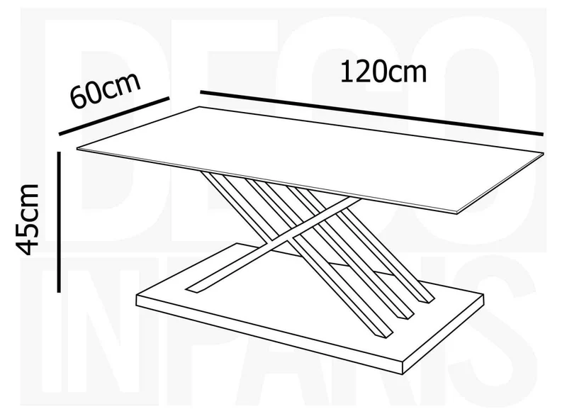 Table basse rectangulaire design avec pieds géométrique argentés NELLA