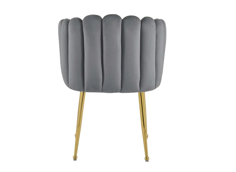 Chaise en velours gris pieds en métal doré HAYDEN