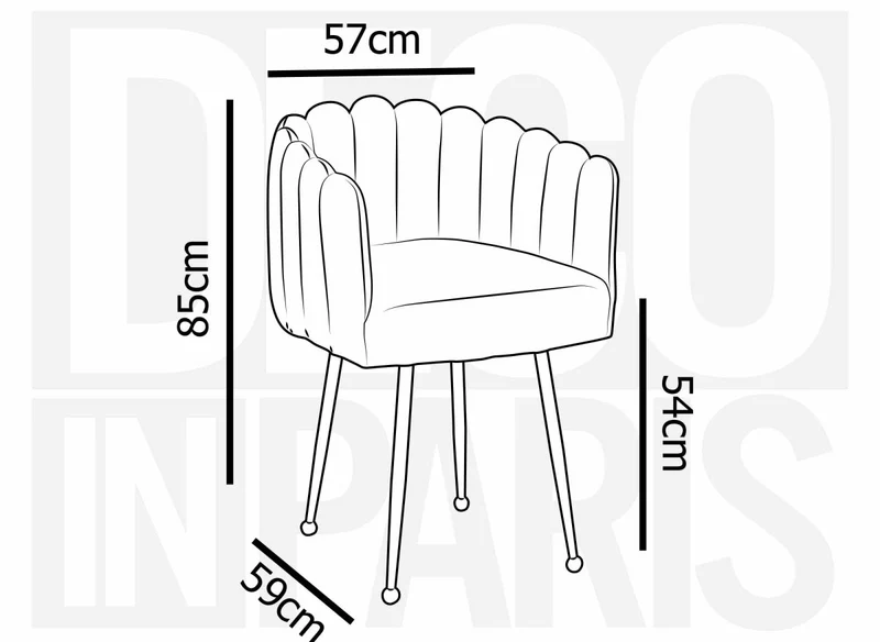 Chaise en velours gris pieds en métal doré HAYDEN