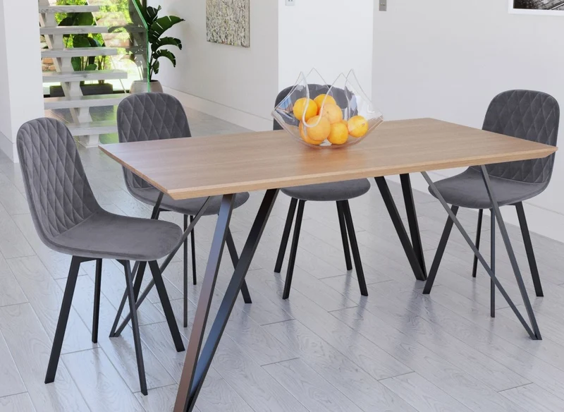 Lot de 4 chaises en tissu velours gris AMBRE