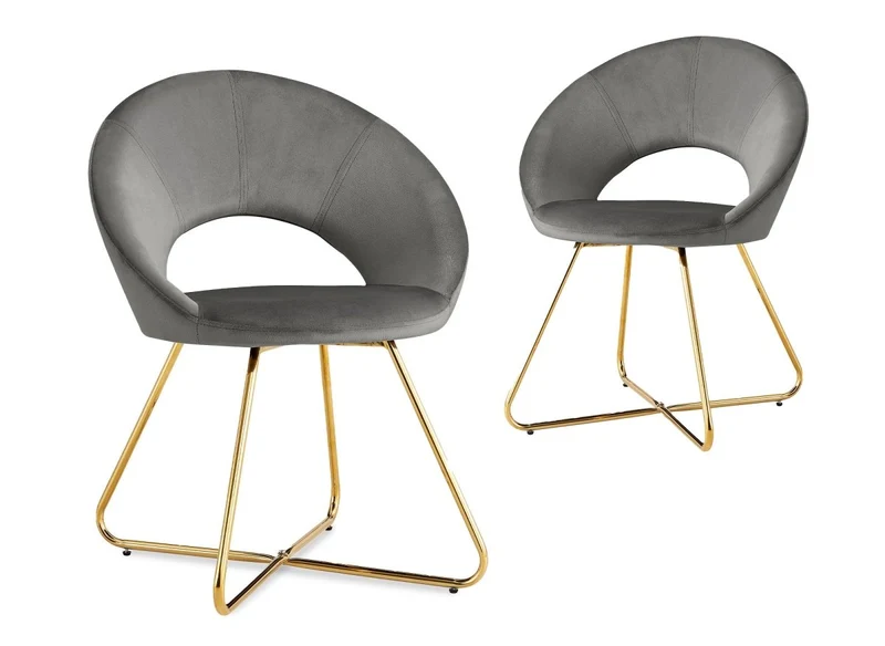 Lot de 2 chaises design en velours gris PETRA