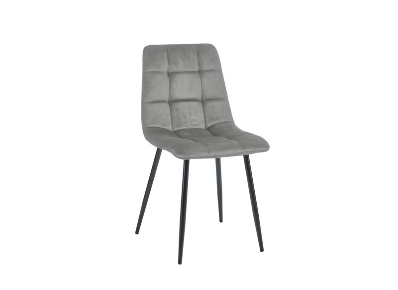 Lot de 4 chaises en velours gris capitonné JEREMI
