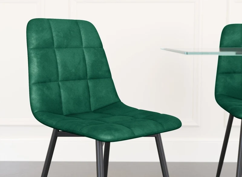 Lot de 4 chaises en velours vert capitonné JEREMI