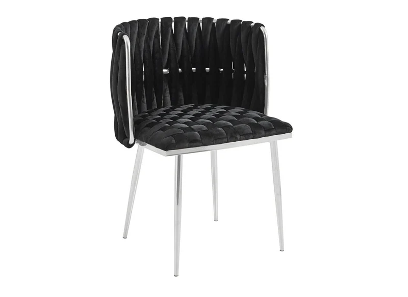 Lot de 2 chaises en velours noir pieds en métal argenté POLO