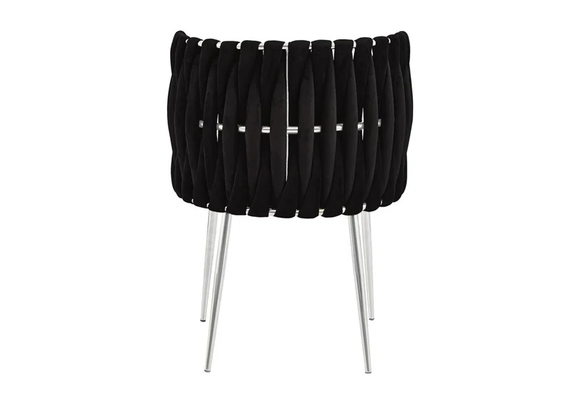 Lot de 2 chaises en velours noir pieds en métal argenté POLO