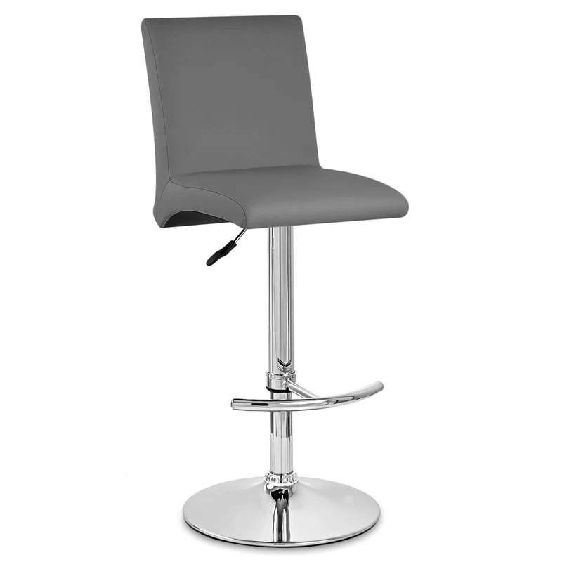 Chaise de Bar Faux Cuir Chrome - Deluxe High Back Gris