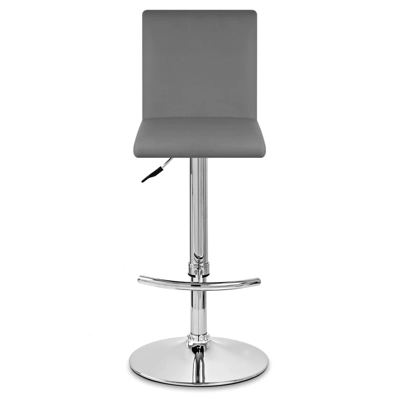 Chaise de Bar Faux Cuir Chrome - Deluxe High Back Gris