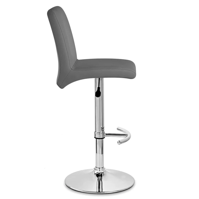 Chaise de Bar Faux Cuir Chrome - Deluxe High Back Gris