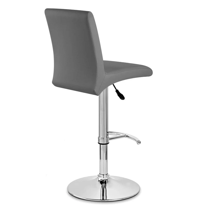 Chaise de Bar Faux Cuir Chrome - Deluxe High Back Gris