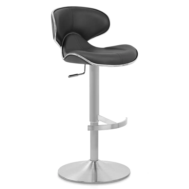 Chaise de Bar Cuir Chrome Brossé - Félix Deluxe Noir