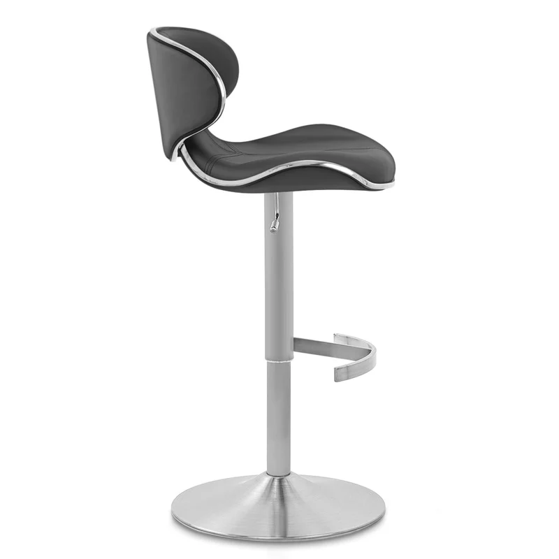 Chaise de Bar Cuir Chrome Brossé - Félix Deluxe Noir