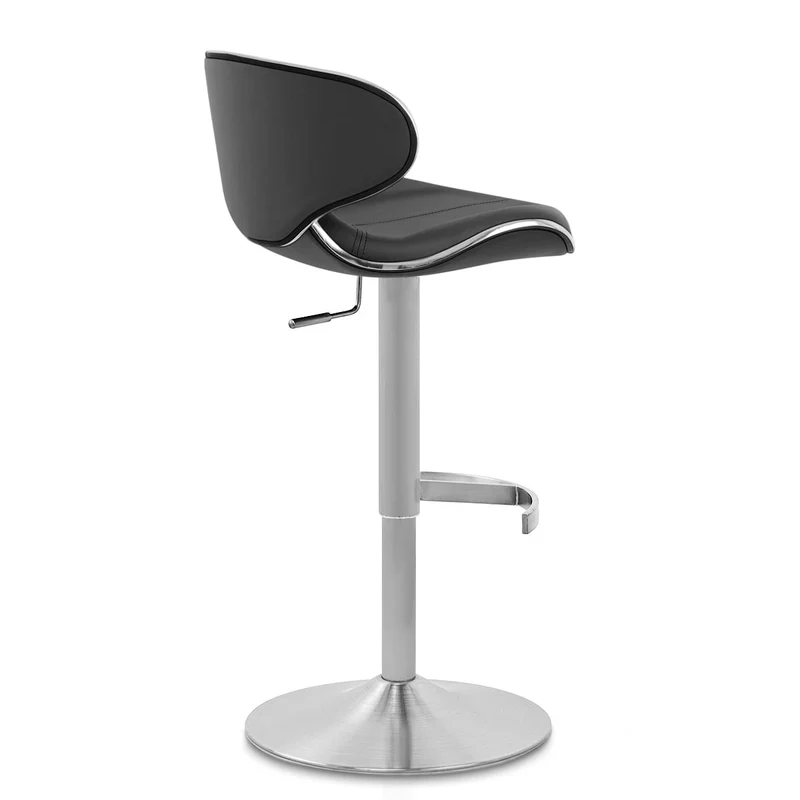 Chaise de Bar Cuir Chrome Brossé - Félix Deluxe Noir
