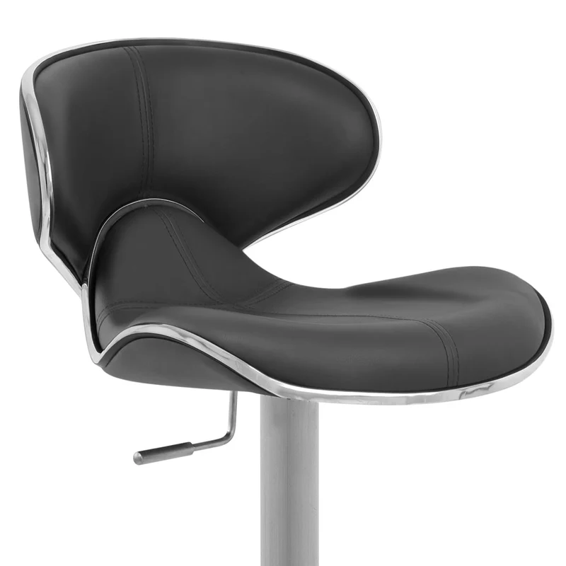 Chaise de Bar Cuir Chrome Brossé - Félix Deluxe Noir