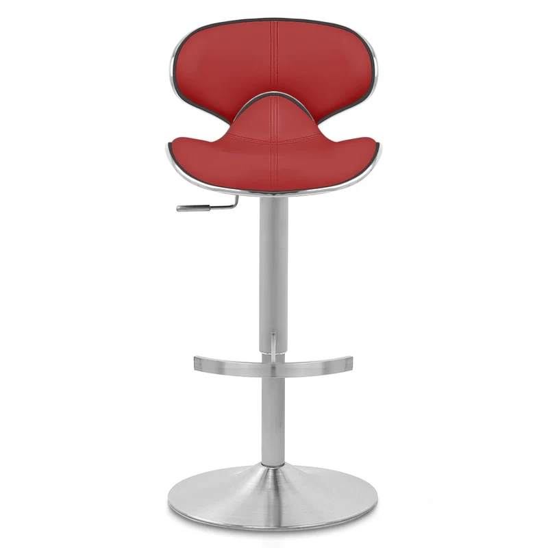 Chaise de Bar Cuir Chrome Brossé - Félix Deluxe Rouge