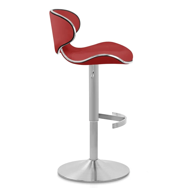 Chaise de Bar Cuir Chrome Brossé - Félix Deluxe Rouge