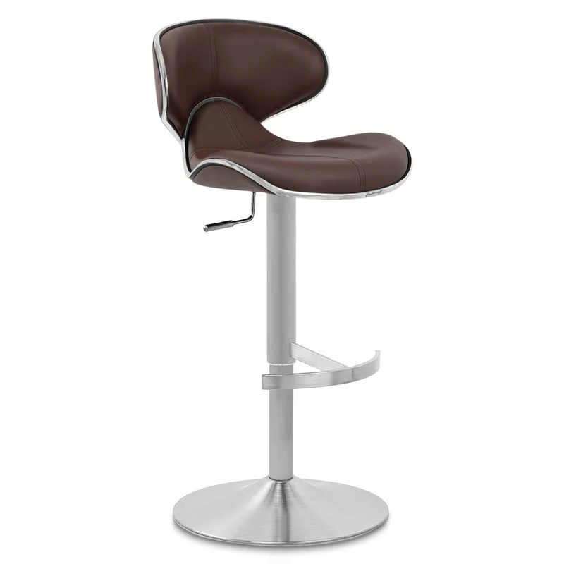 Chaise de Bar Cuir Chrome Brossé - Félix Deluxe Marron