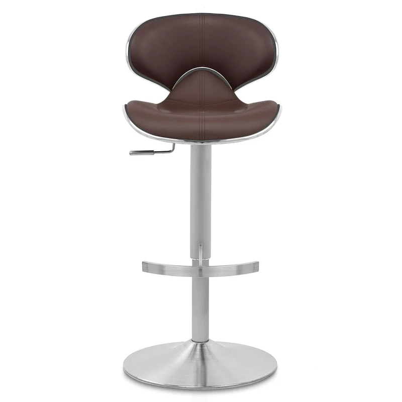 Chaise de Bar Cuir Chrome Brossé - Félix Deluxe Marron