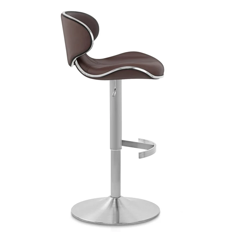 Chaise de Bar Cuir Chrome Brossé - Félix Deluxe Marron