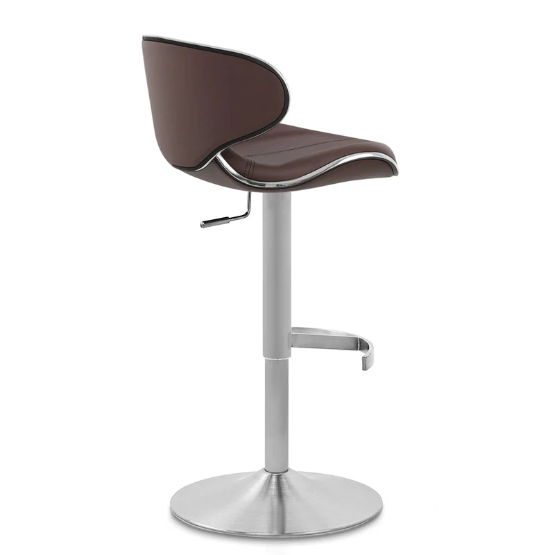 Chaise de Bar Cuir Chrome Brossé - Félix Deluxe Marron