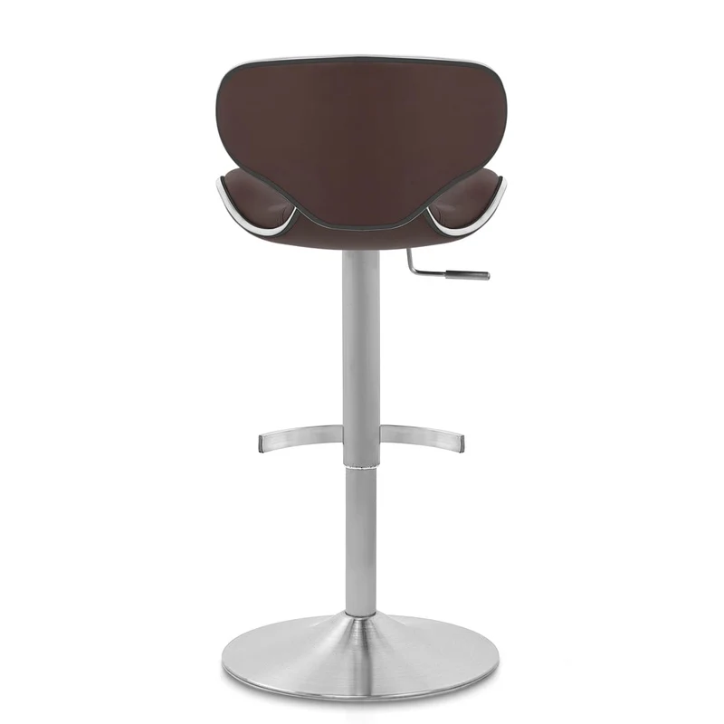 Chaise de Bar Cuir Chrome Brossé - Félix Deluxe Marron