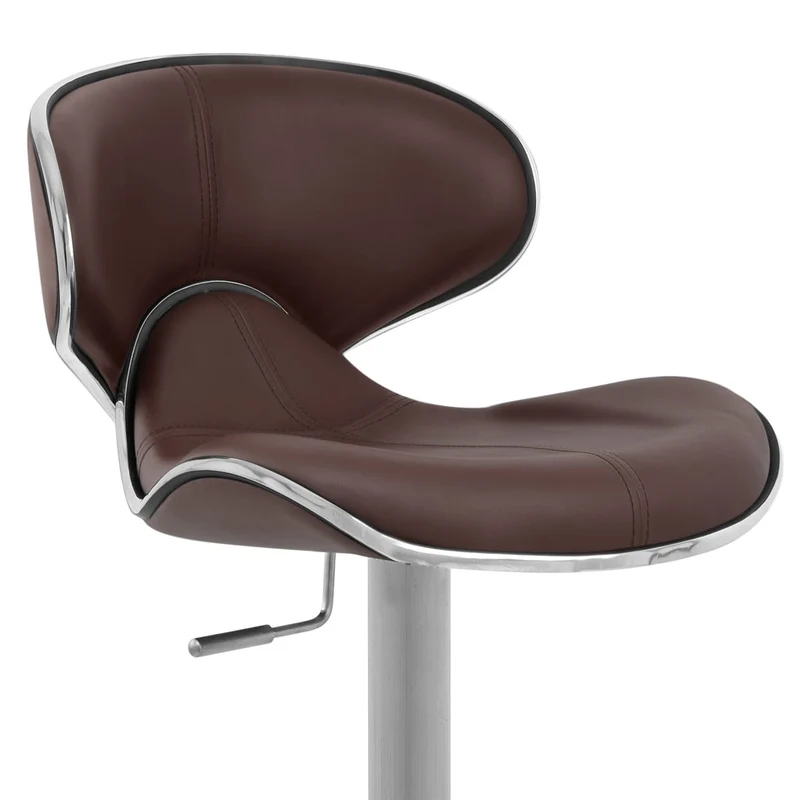 Chaise de Bar Cuir Chrome Brossé - Félix Deluxe Marron