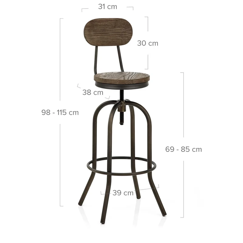 Tabouret de Bar Bois Foncé - Vintage Swivel Bois