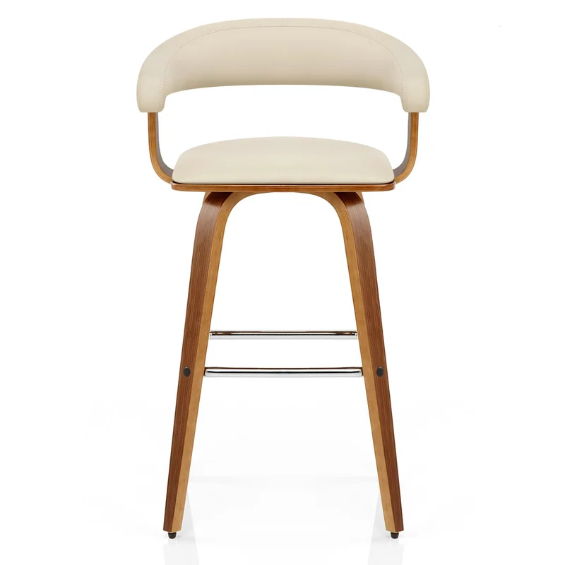 Chaise de Bar Faux Cuir Bois - Ontario Crème