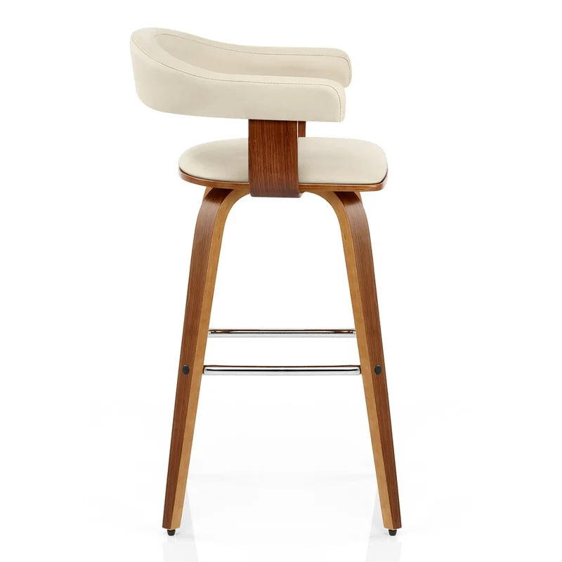 Chaise de Bar Faux Cuir Bois - Ontario Crème