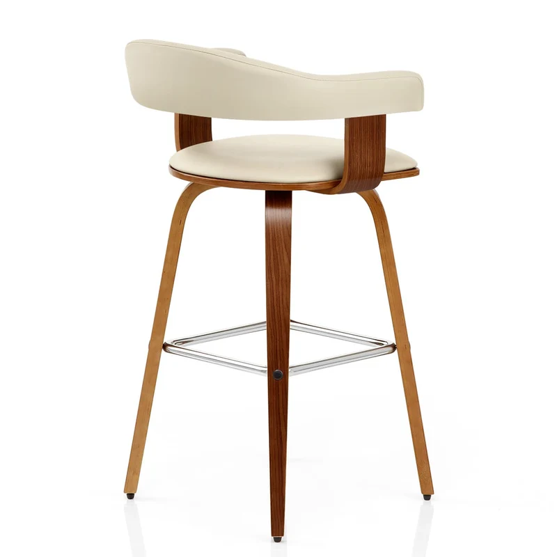Chaise de Bar Faux Cuir Bois - Ontario Crème