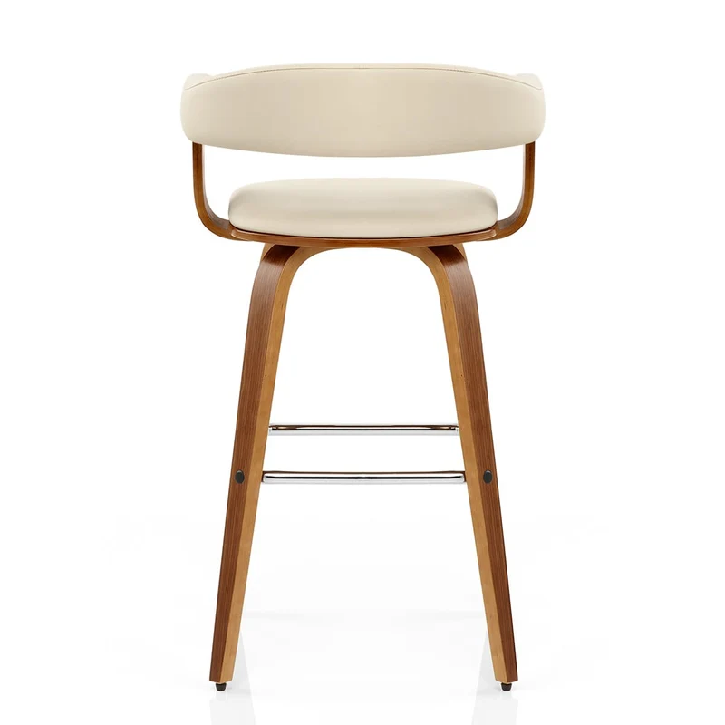 Chaise de Bar Faux Cuir Bois - Ontario Crème