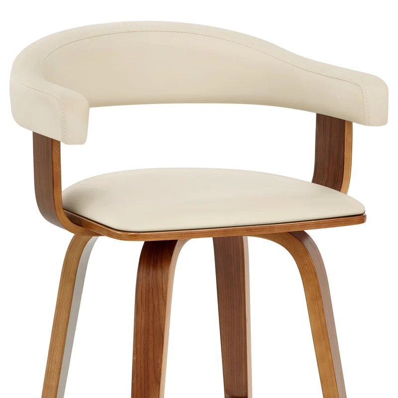 Chaise de Bar Faux Cuir Bois - Ontario Crème