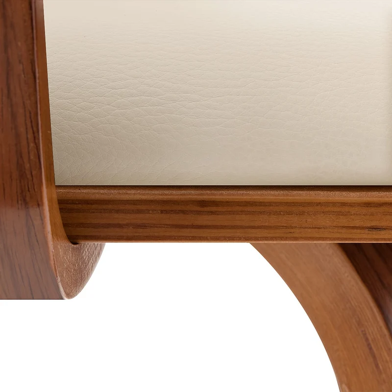 Chaise de Bar Faux Cuir Bois - Ontario Crème