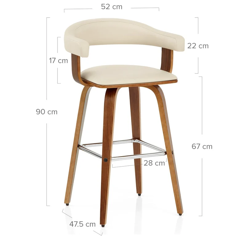 Chaise de Bar Faux Cuir Bois - Ontario Crème